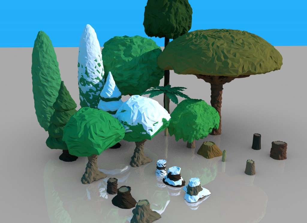 low-poly tree pack preview image 1
